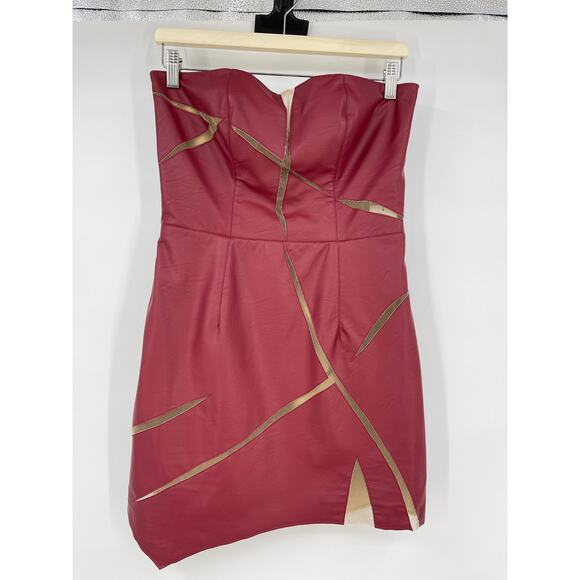 Di Petsa | NWT Healing Of A Broken Heart Mini Dress in Red Faux Leather L - Picture 4 of 12